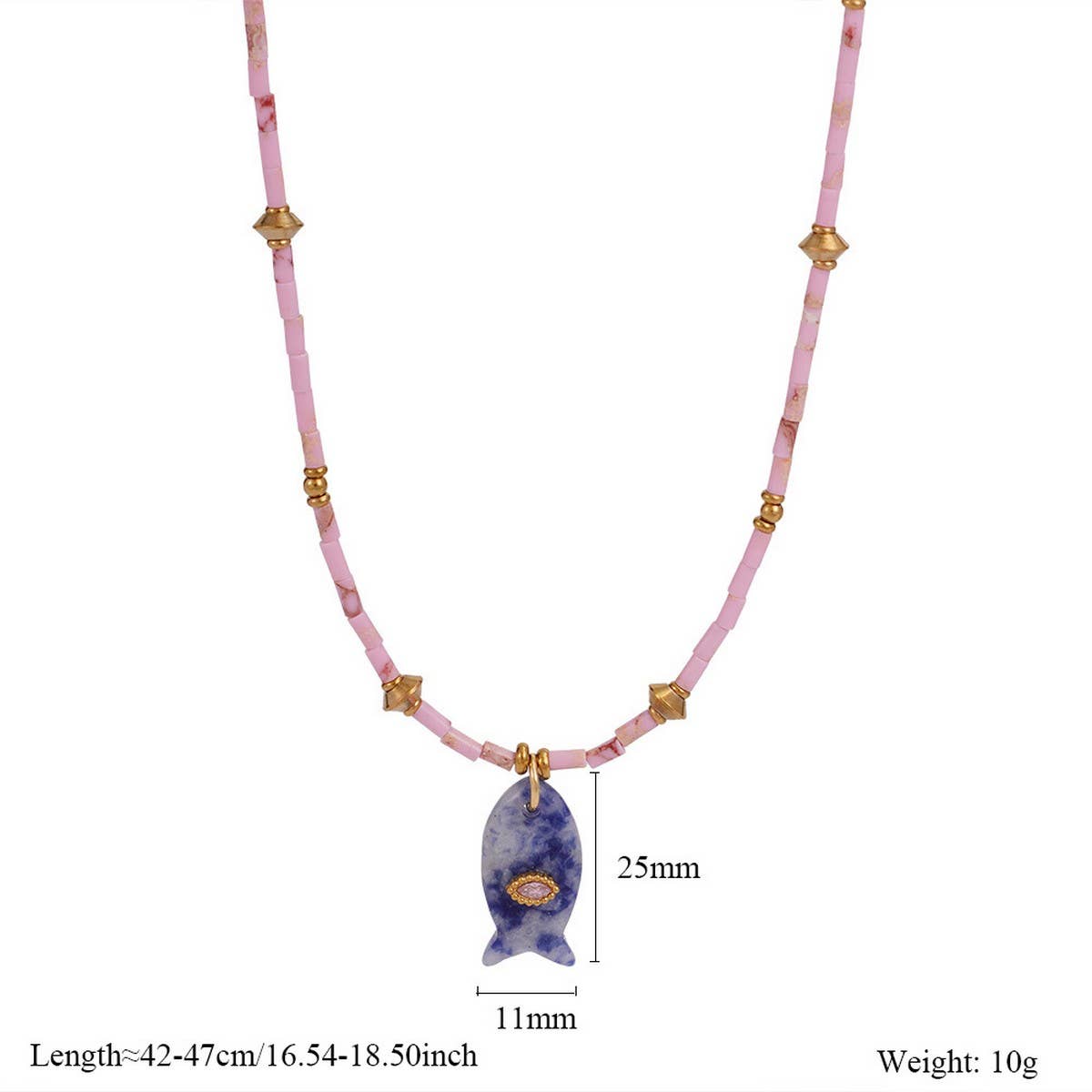 Beaded Fish Gem Necklace