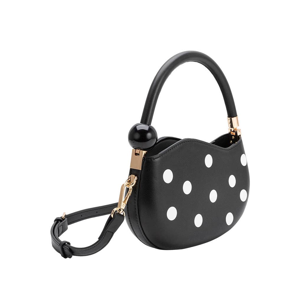 Jennie Black Recycled Vegan Polka Dot Top Handle Bag