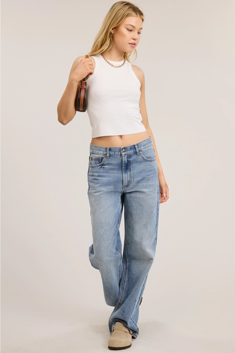 White Rib-Knit Racerback Tank