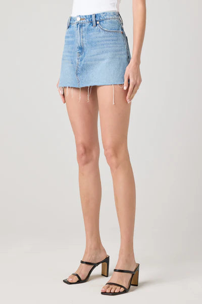 Rose Garden Raw Hem Denim Skirt