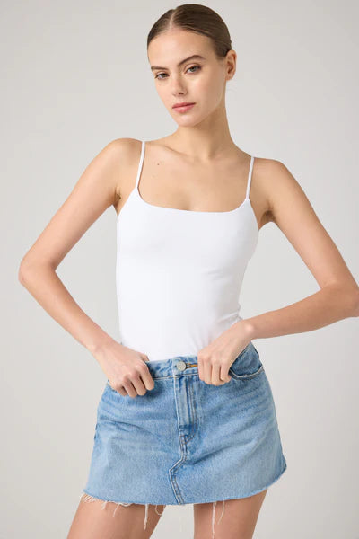 Rose Garden Raw Hem Denim Skirt