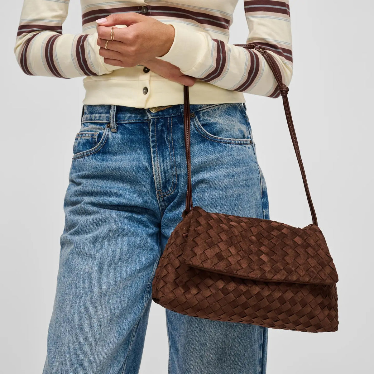 Salem Suede Woven Shoulder Bag