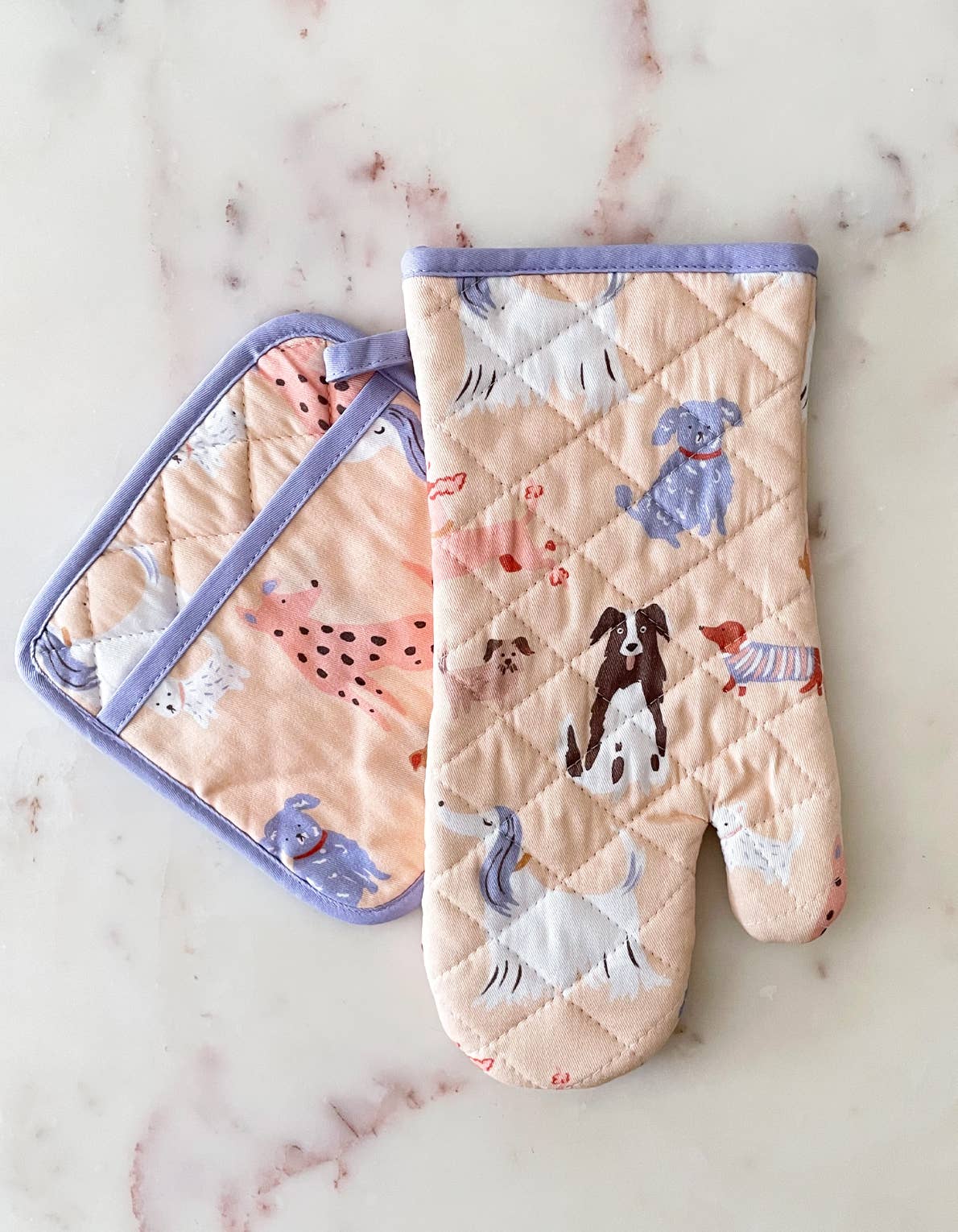 Dogs Oven Mitt + Pot Holder Set
