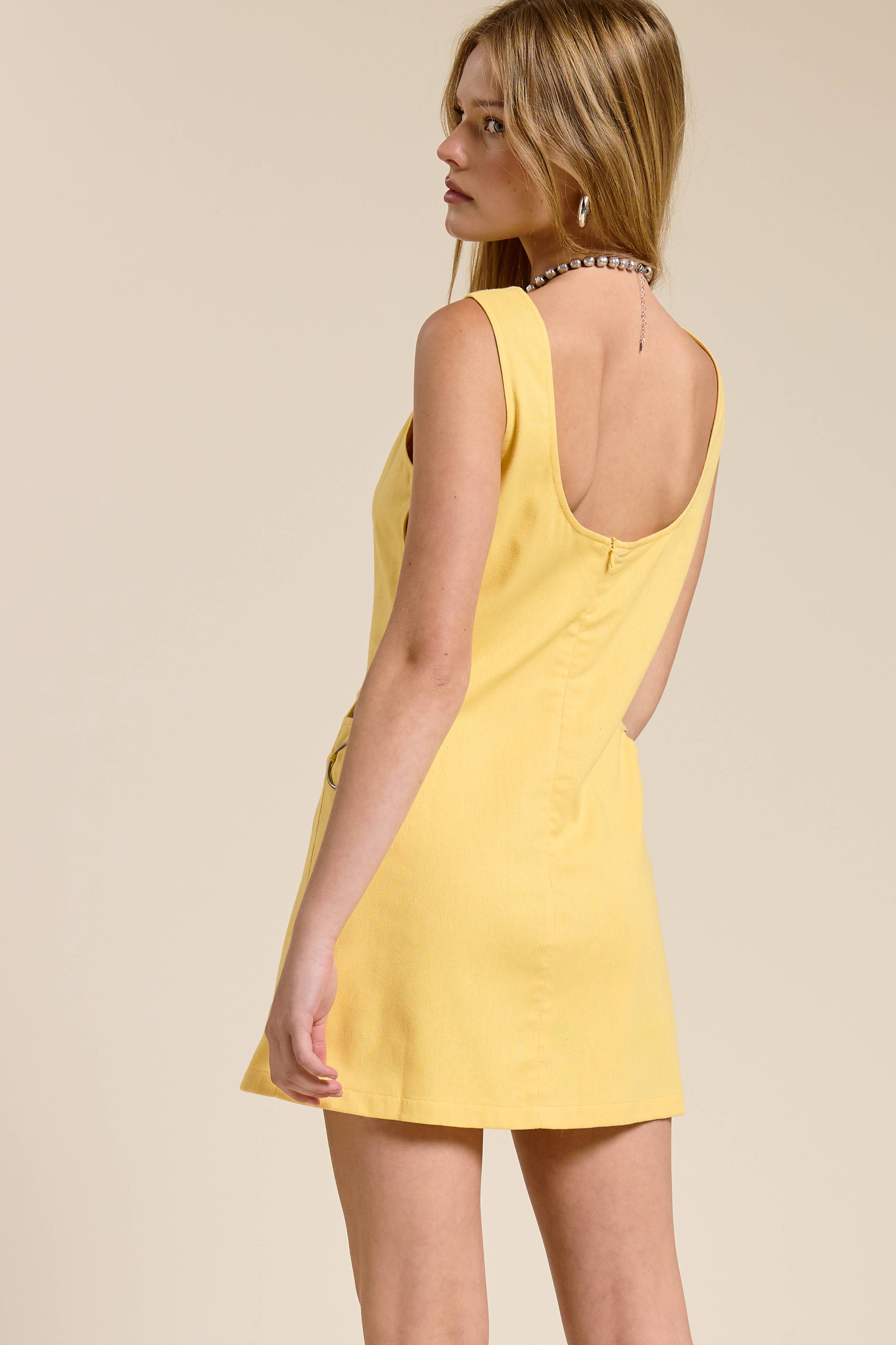 Cut Out Mini Dress with O-Ring Detail - Butter