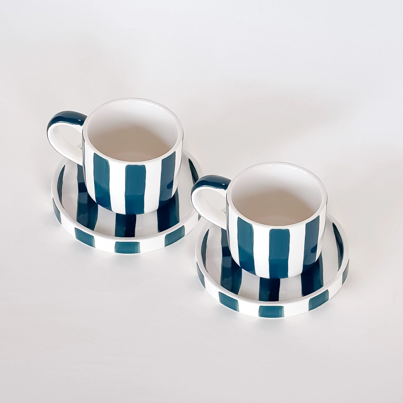 Espresso Stripes Cups - gentle green (Set of 2 - 4 pieces)