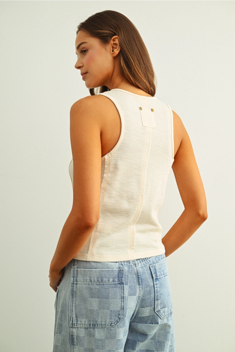 Washed Rib Tank - Almond Milk