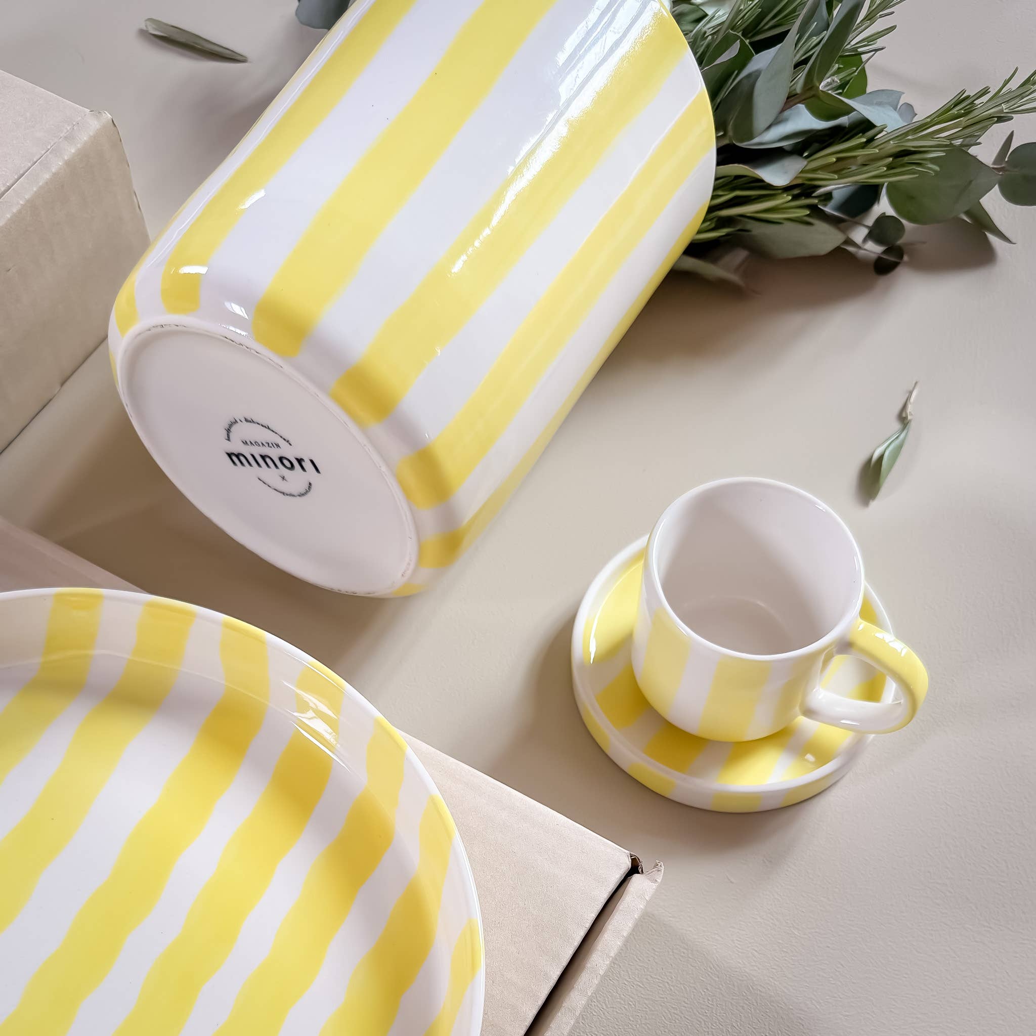 Espresso Stripes Cups - beach yellow (set of 2 - 4 pieces)