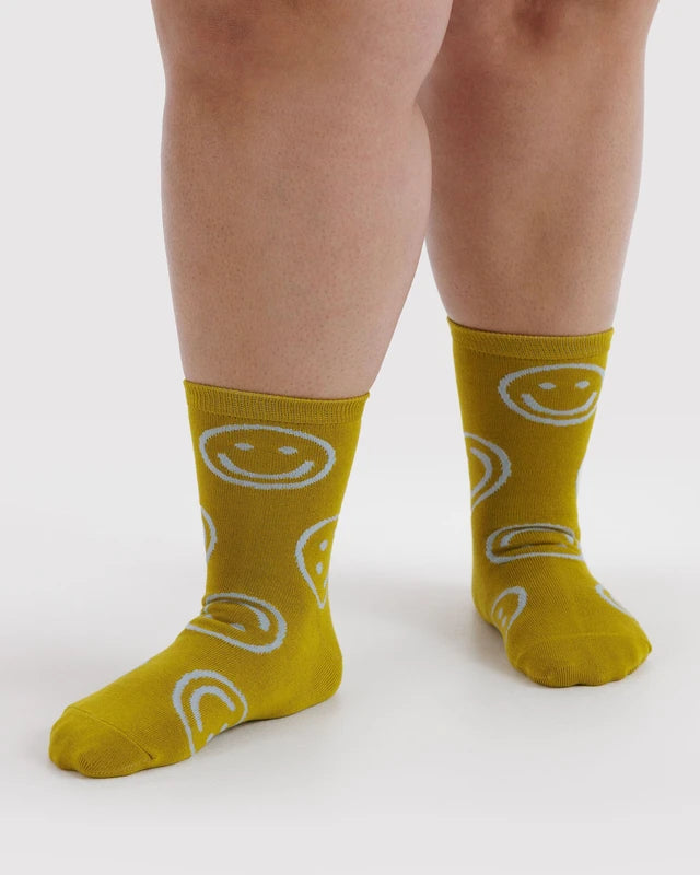 Crew Socks - Ochre Happy