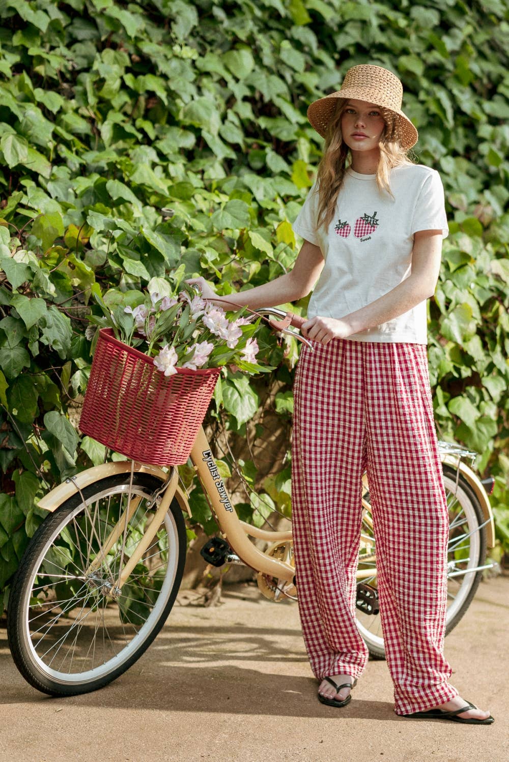 Red Gingham Pattern Pants