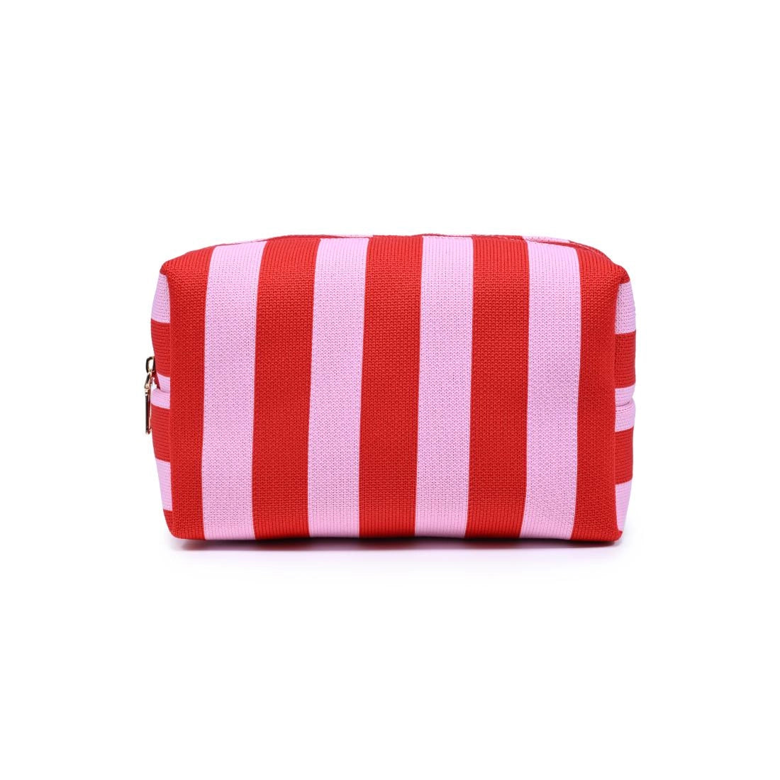 Essential Stripe Cosmetic & Travel Organizer Pouch - Red Pink