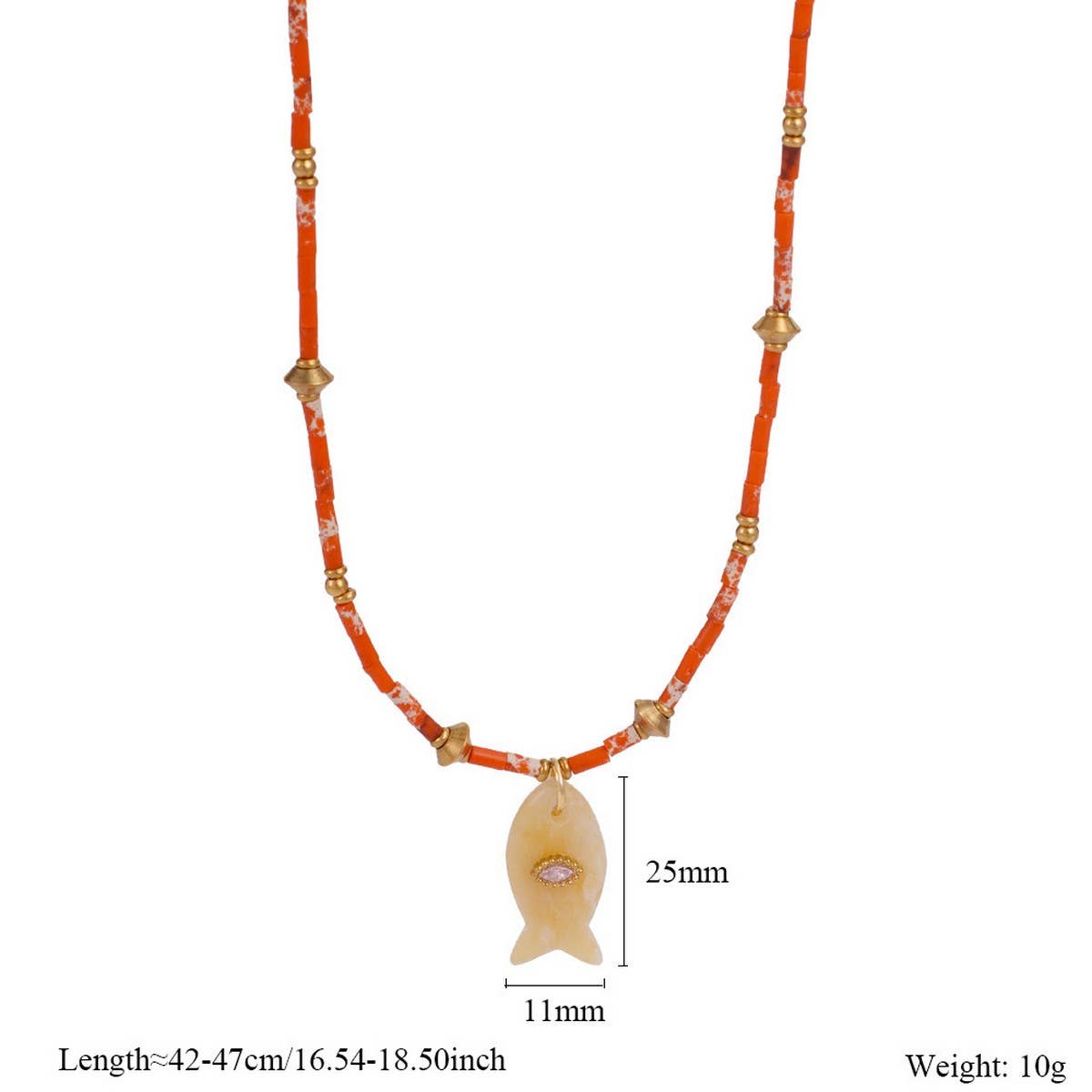 Beaded Fish Gem Necklace