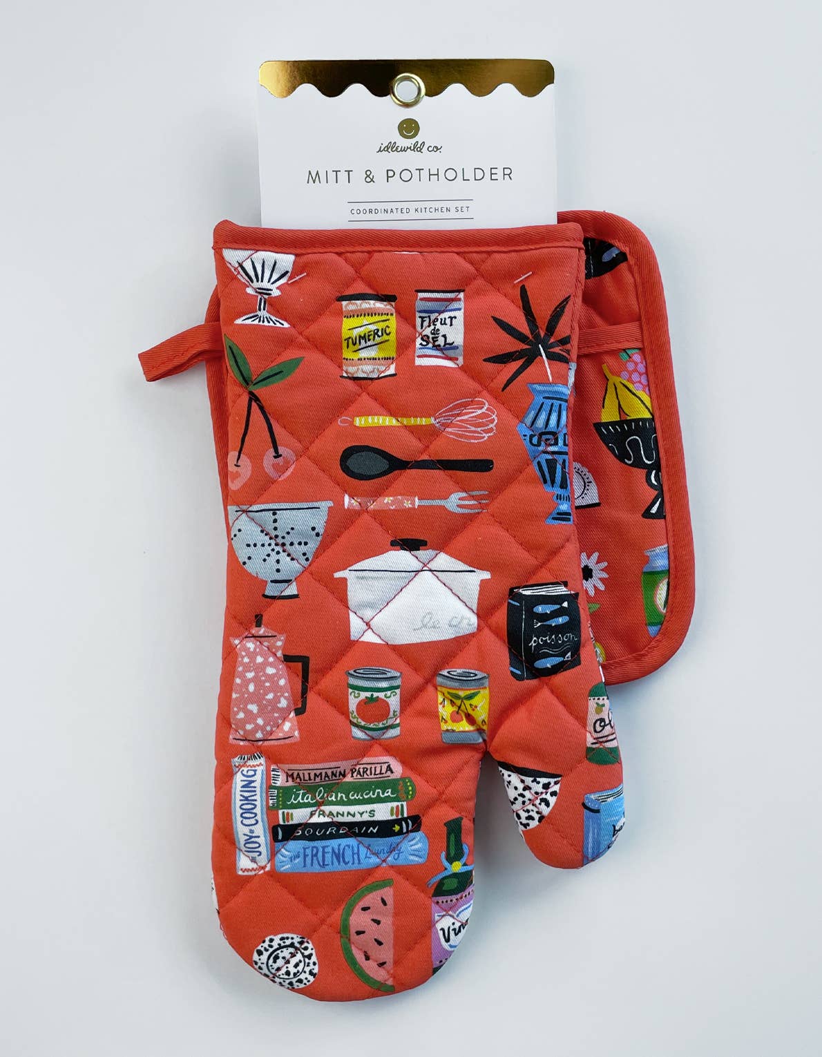 Kitchen Shelf Cotton Oven Mitt + Pot Holder Set