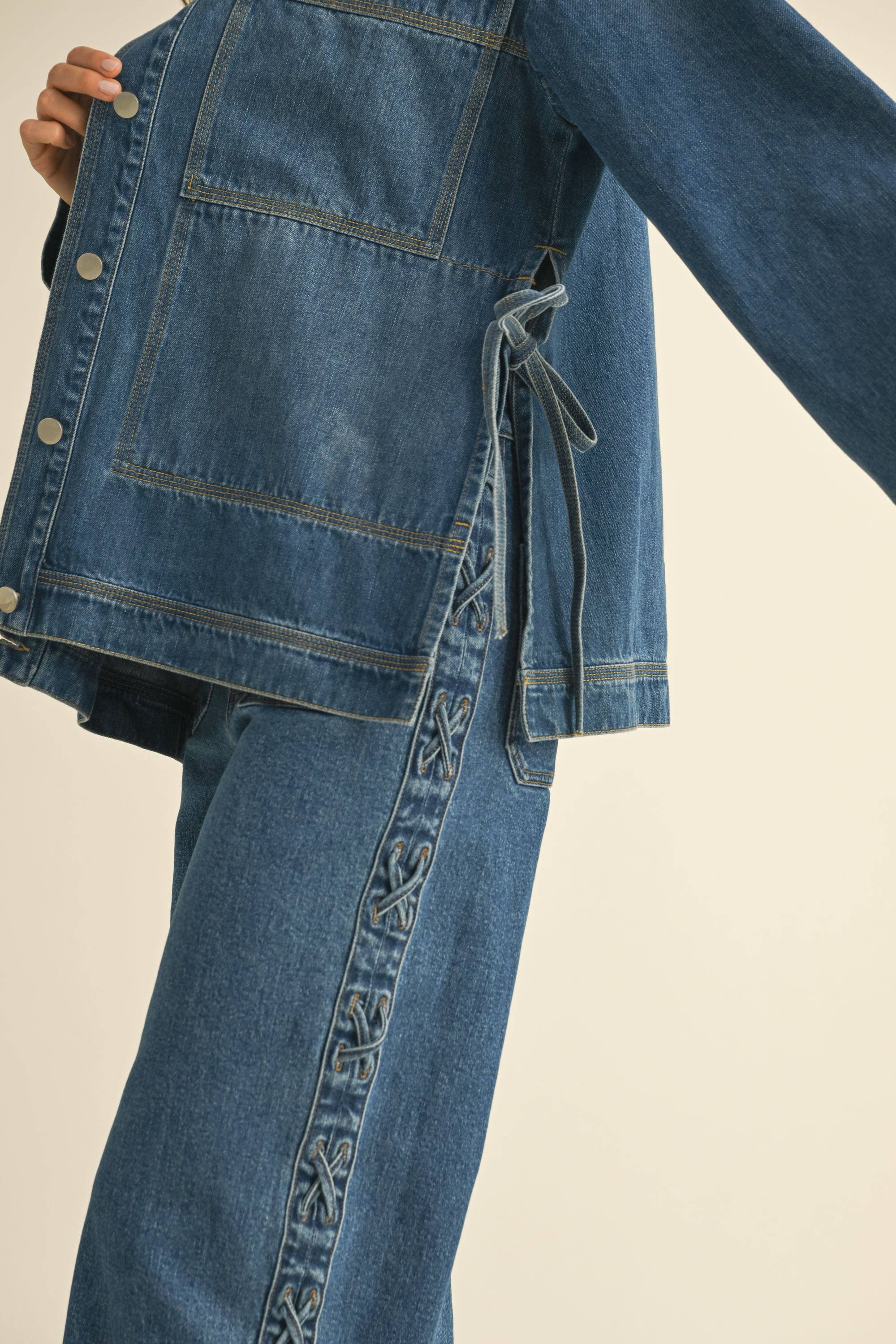 Tie Side Denim Jacket