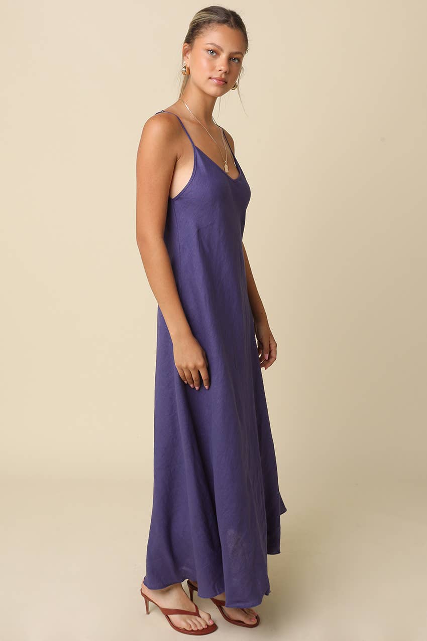 Cody Linen Slip Maxi Dress - Navy