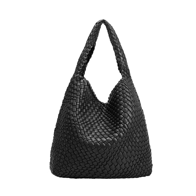 Johanna Black Large Recycled Vegan Shoulder Bag - Downerss