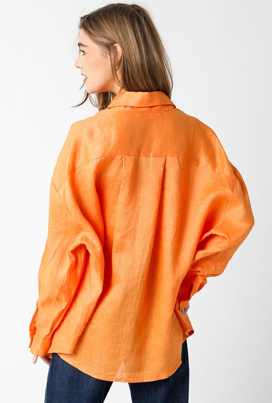 Jada Linen Shirt - Apricot - Downerss