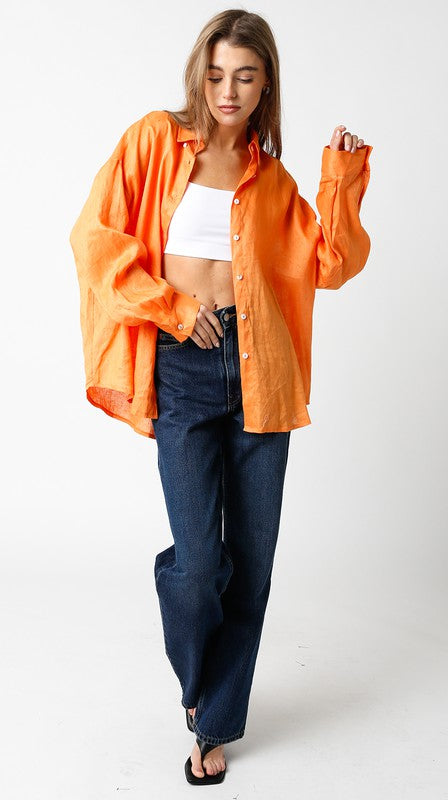Jada Linen Shirt - Apricot - Downerss