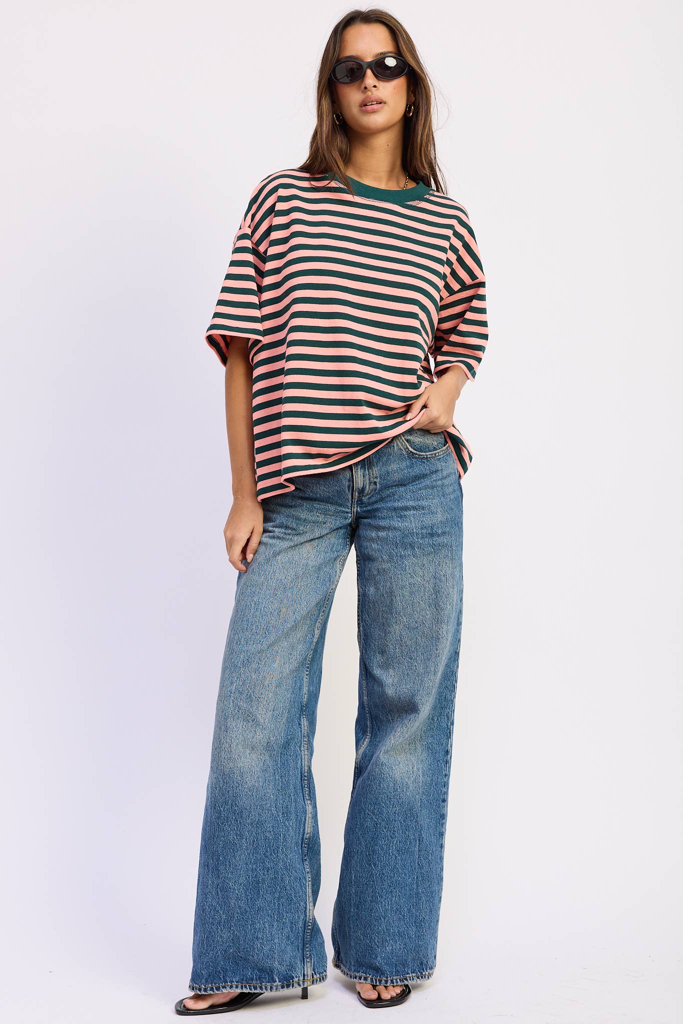 Oversized Stripe Short Sleeve T-Shirt