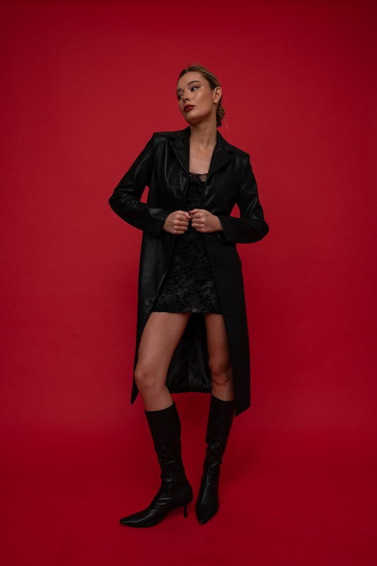 Faux Leather Trench