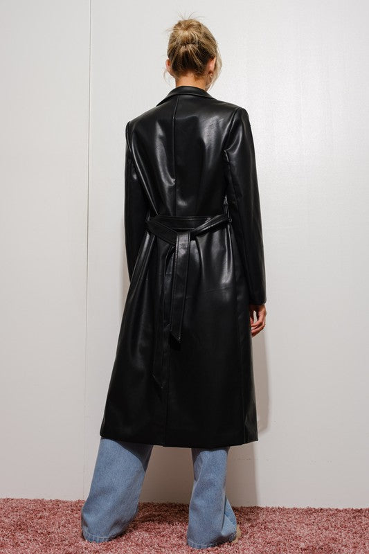 Faux Leather Trench