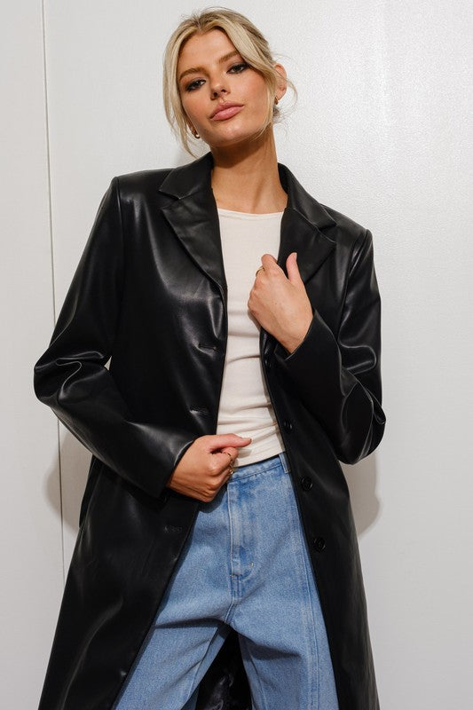 Faux Leather Trench