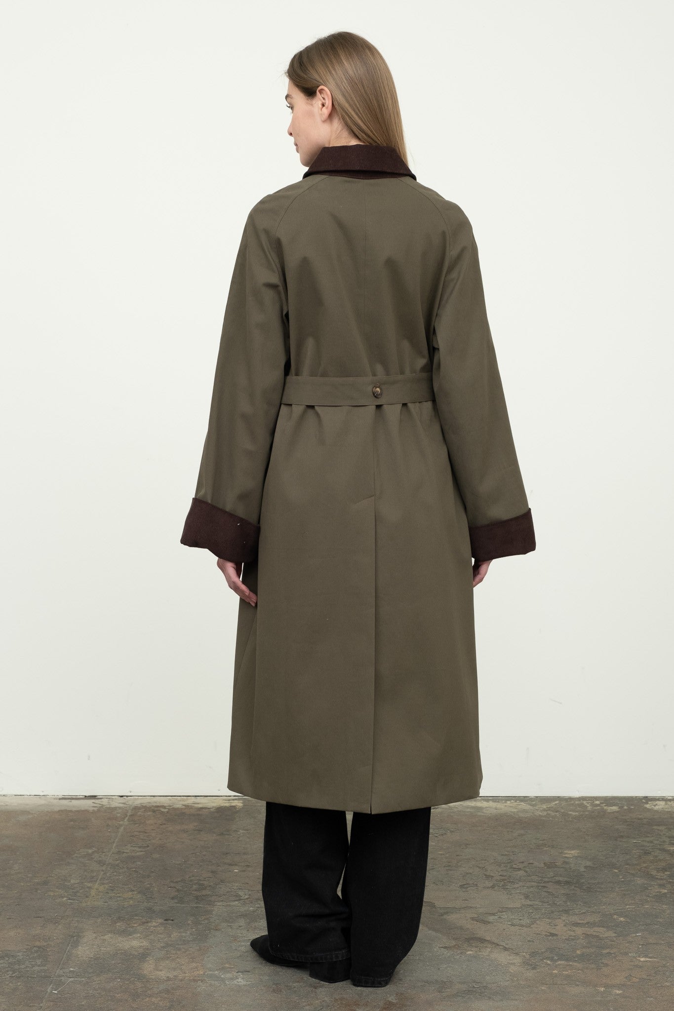 Corduroy Detail Trench Coat