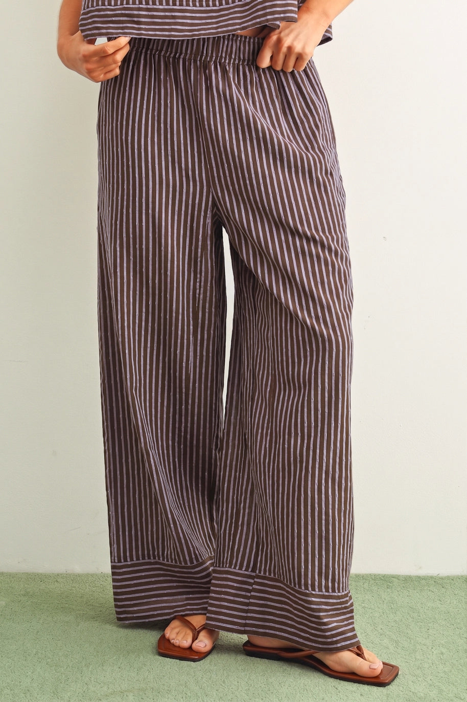Striped Print Straight Wide Leg Pants
