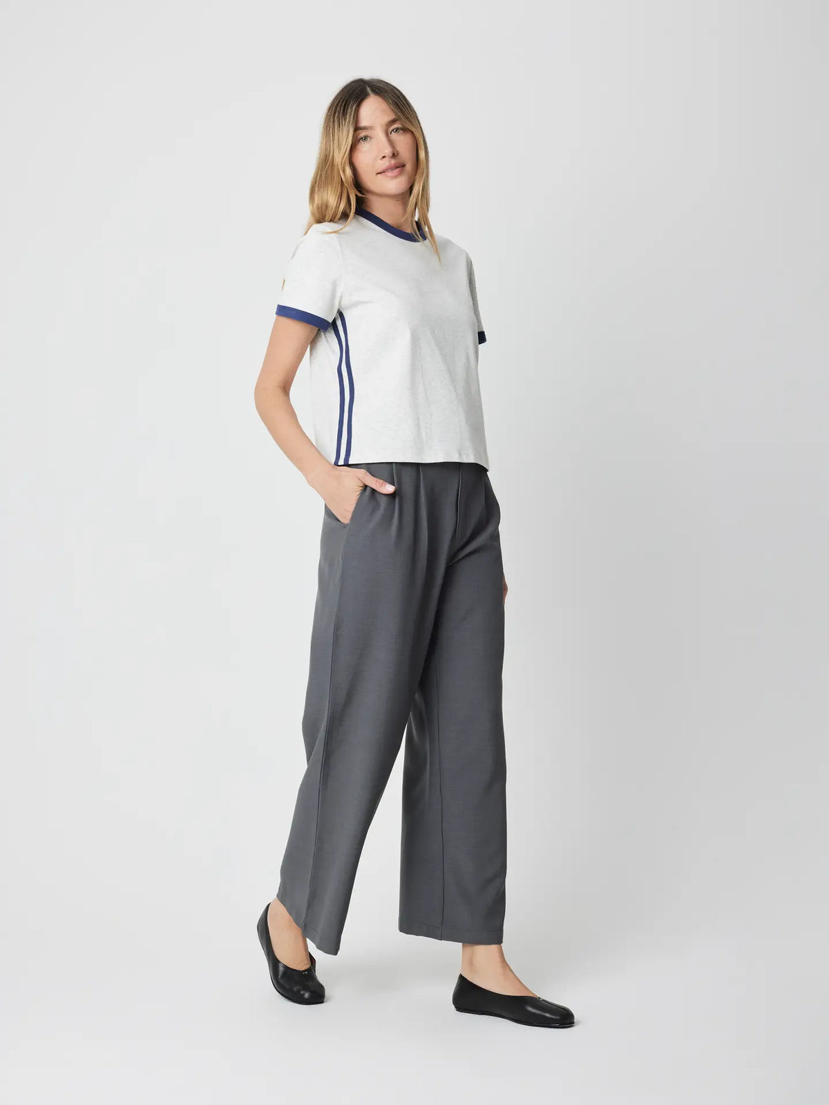 The Cait Top - Grey/Blue