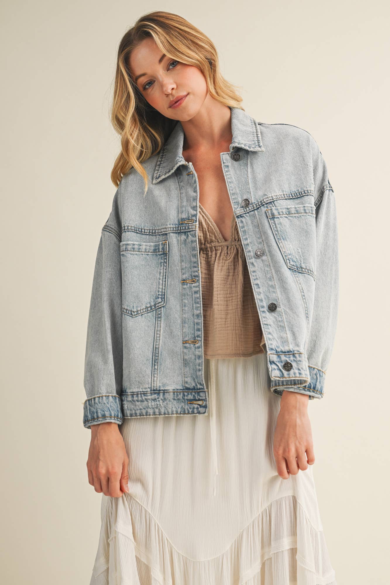 Pleated Back Denim Jacket