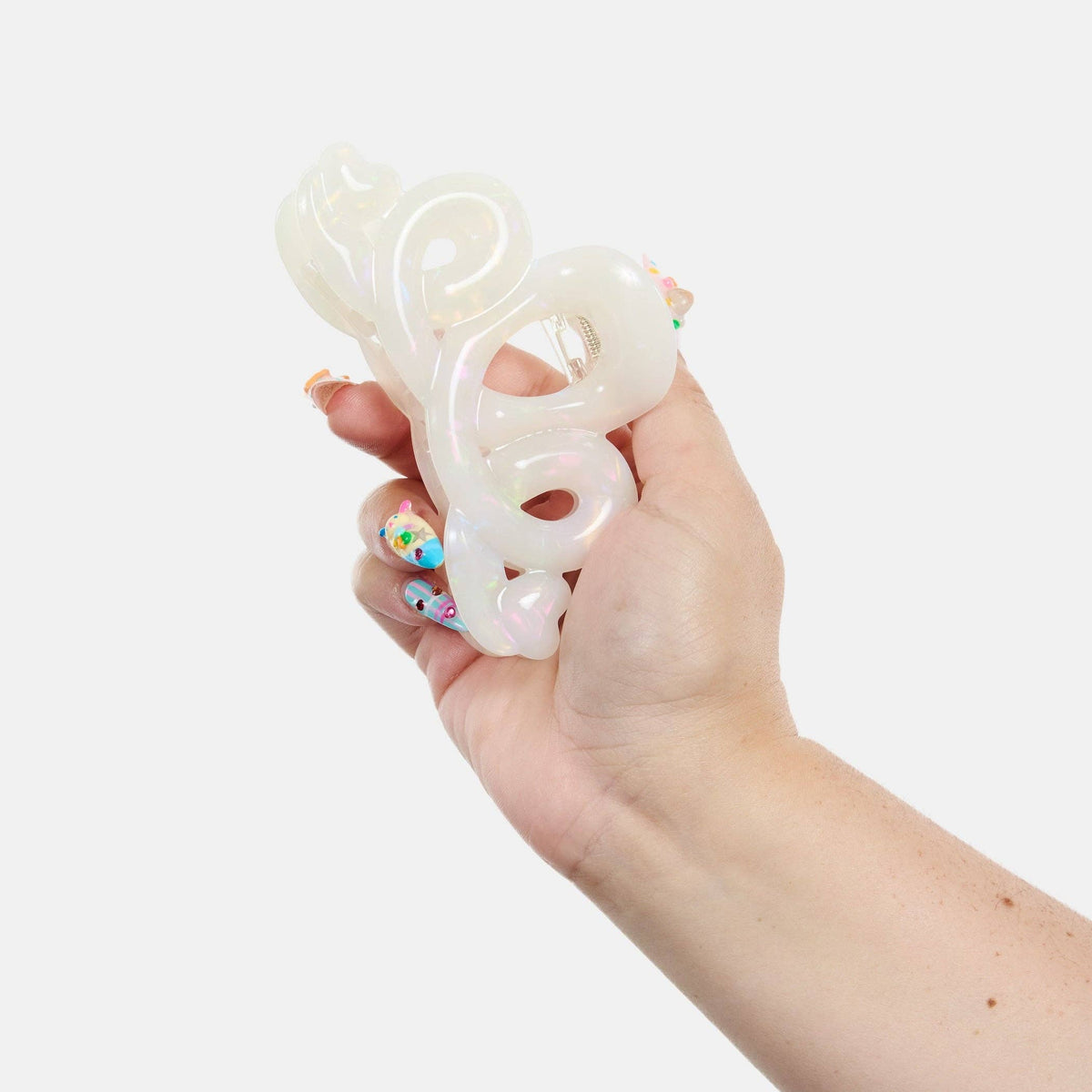 Large Heart Loop Claw in Opal