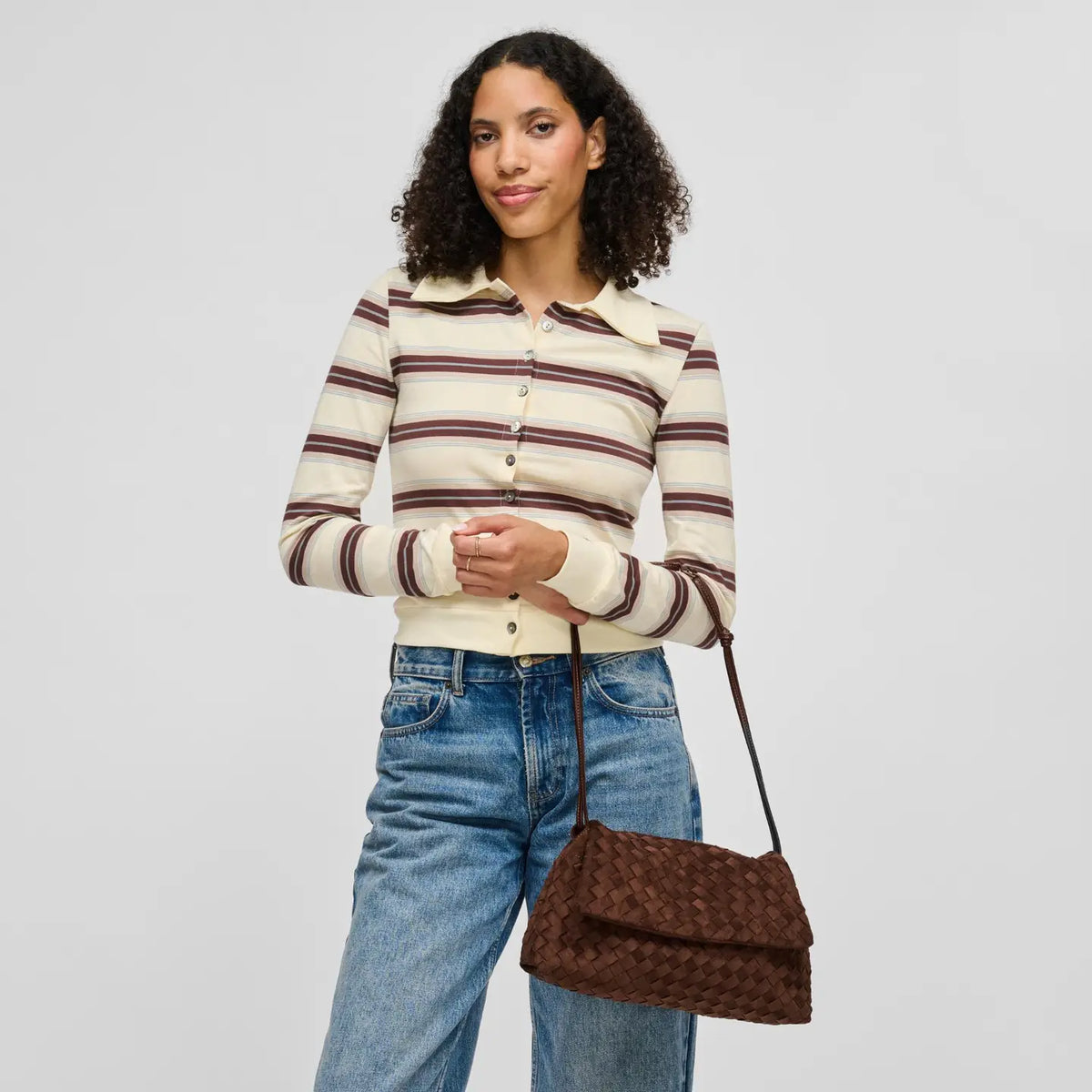 Salem Suede Woven Shoulder Bag