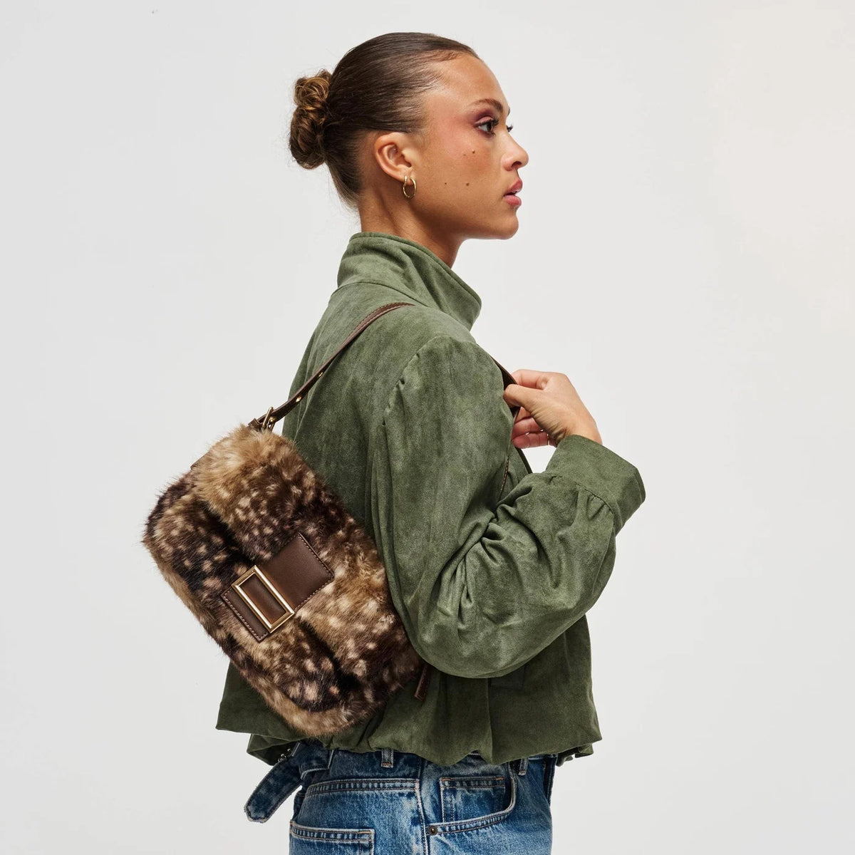 Beverly - Fawn Faux Fur Shoulder Bag