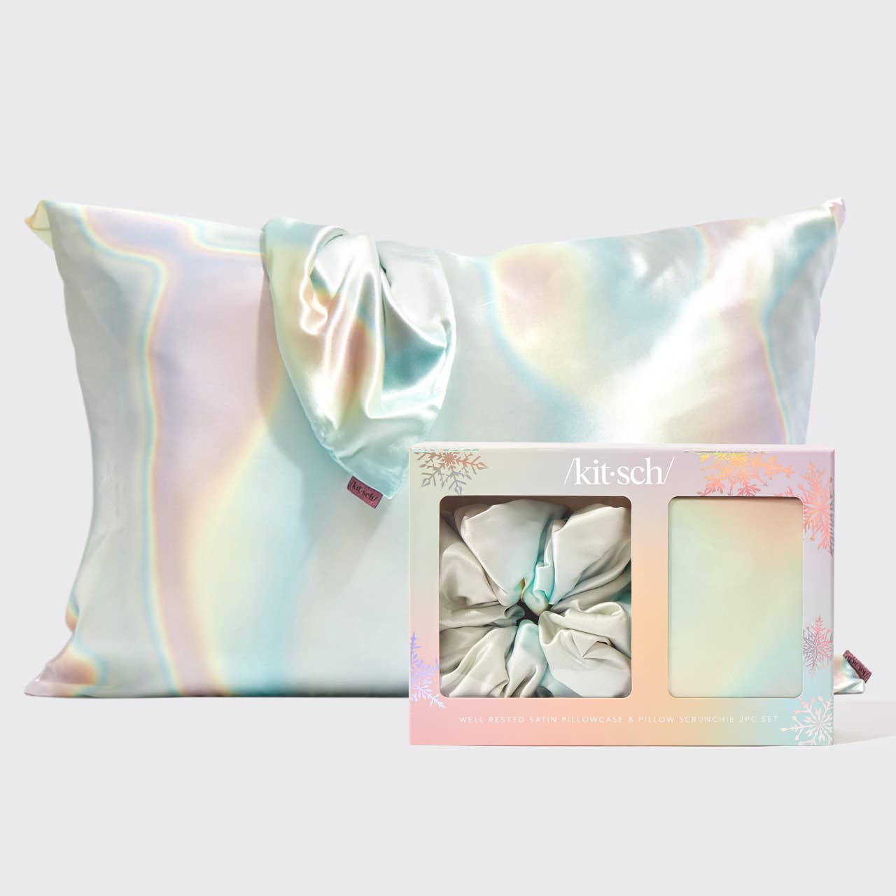 KITSCH - Holiday Satin Pillowcase and Pillow Scrunchie 2pc - Aura - Downerss