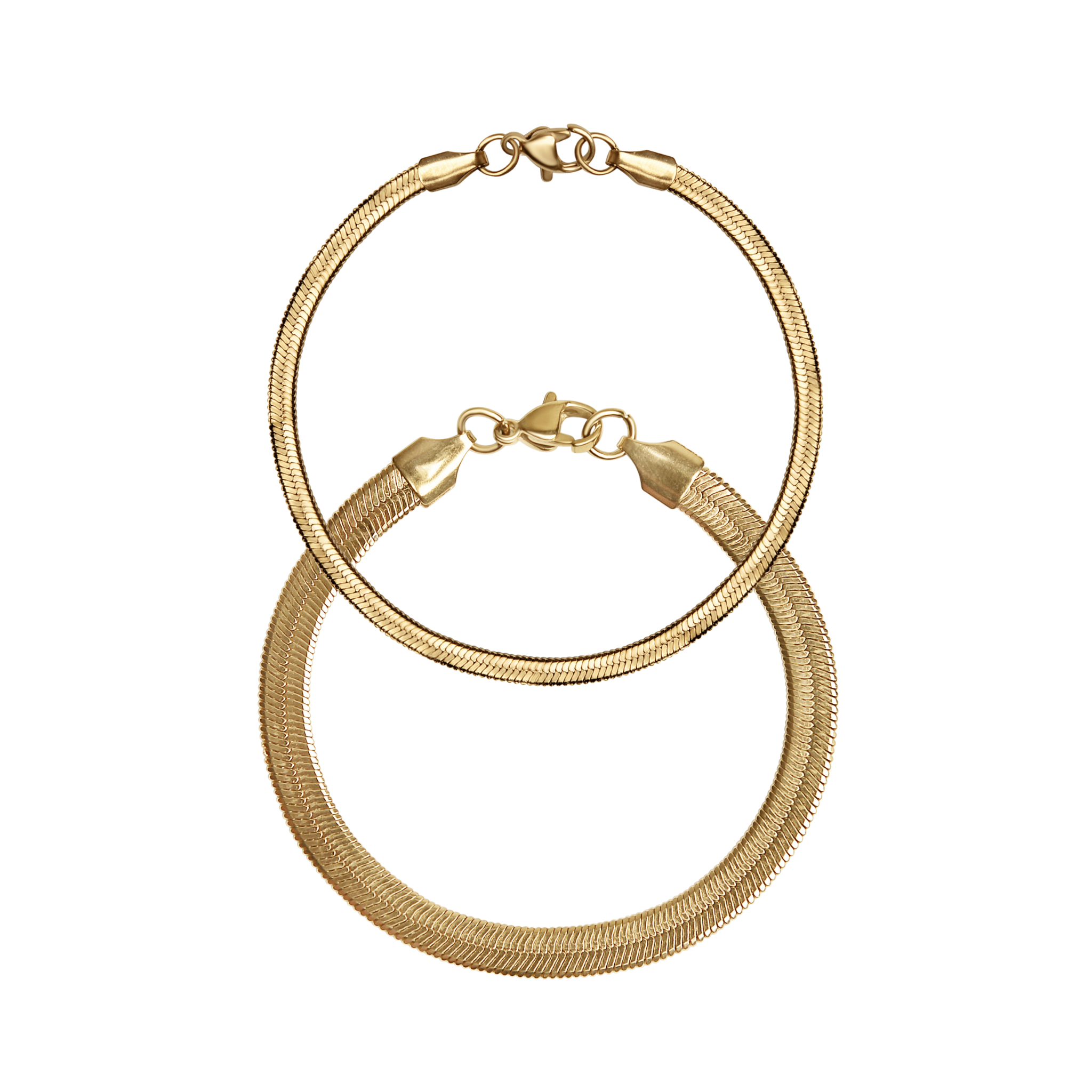 18K Gold Herringbone Chain Bracelet