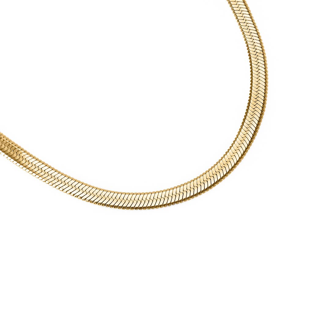 18K Gold Plated Herringbone Chain Necklace