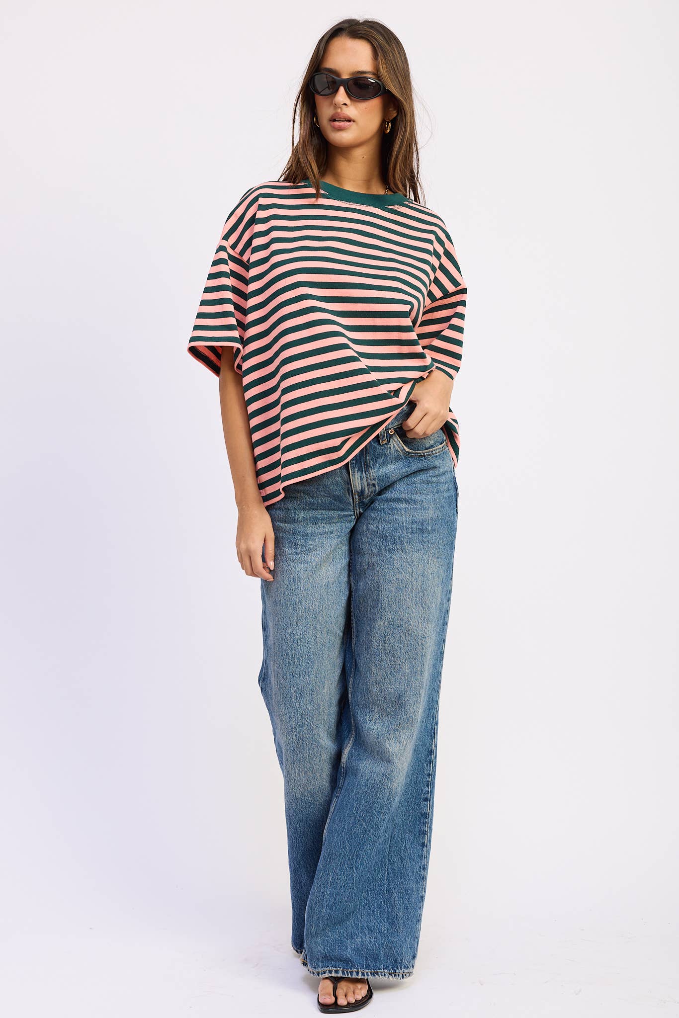 Oversized Stripe Short Sleeve T-Shirt