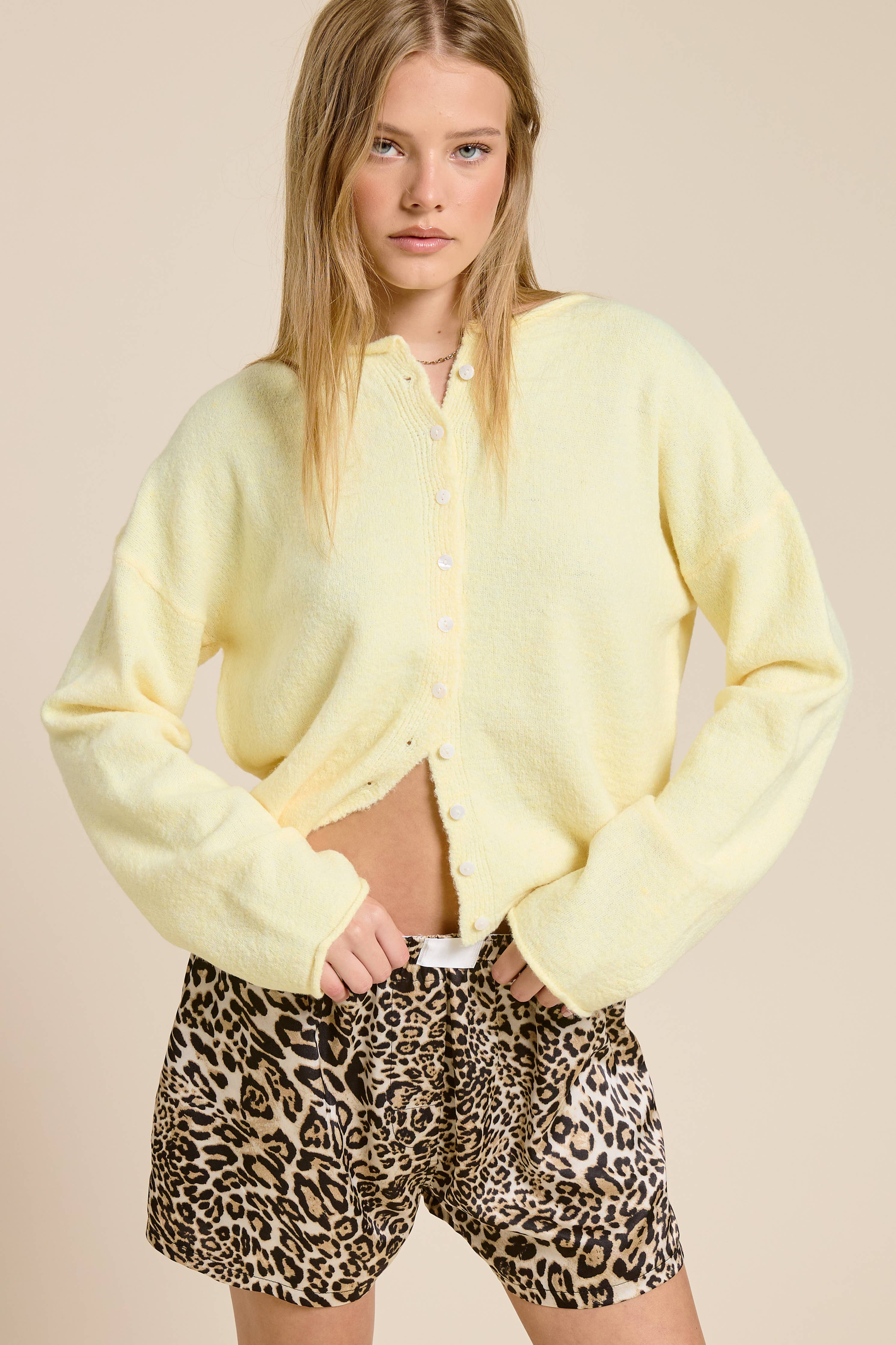 Essential Button Down Cardigan - Butter