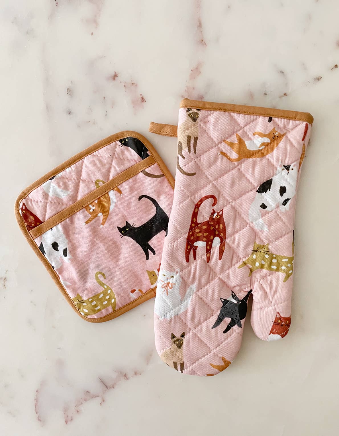 Cats Oven Mitt + Pot Holder Set - Downerss
