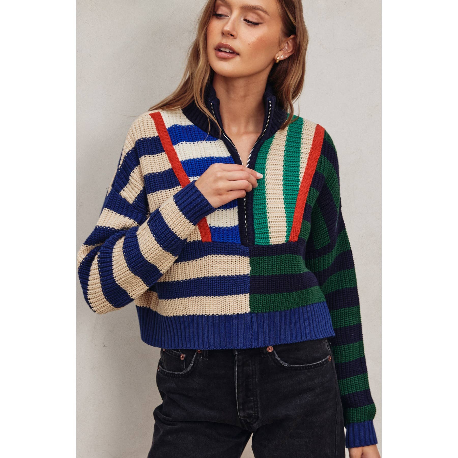 Colorburst Half Zip Collared Sweater