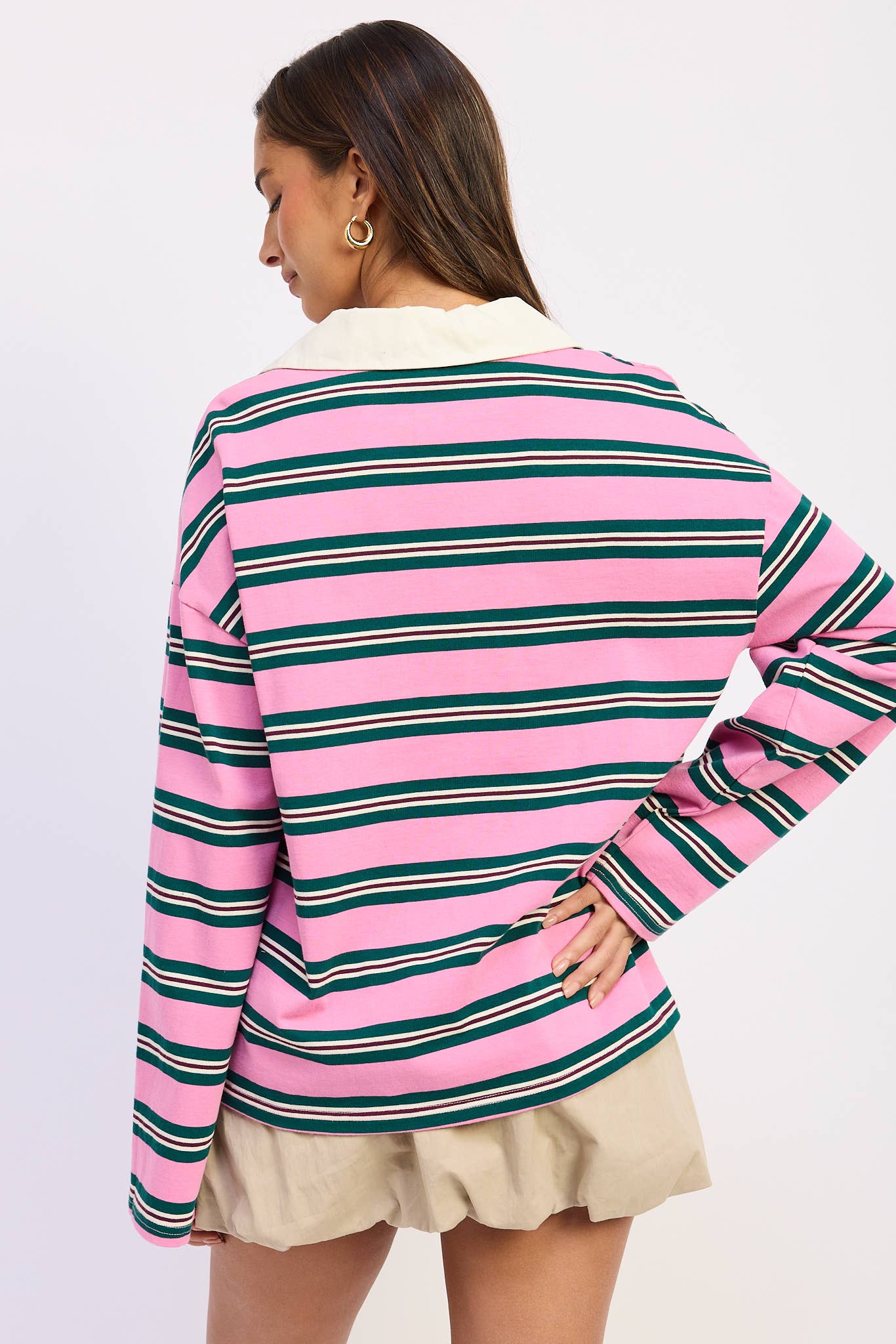 Oversized Long Sleeve Polo Shirt