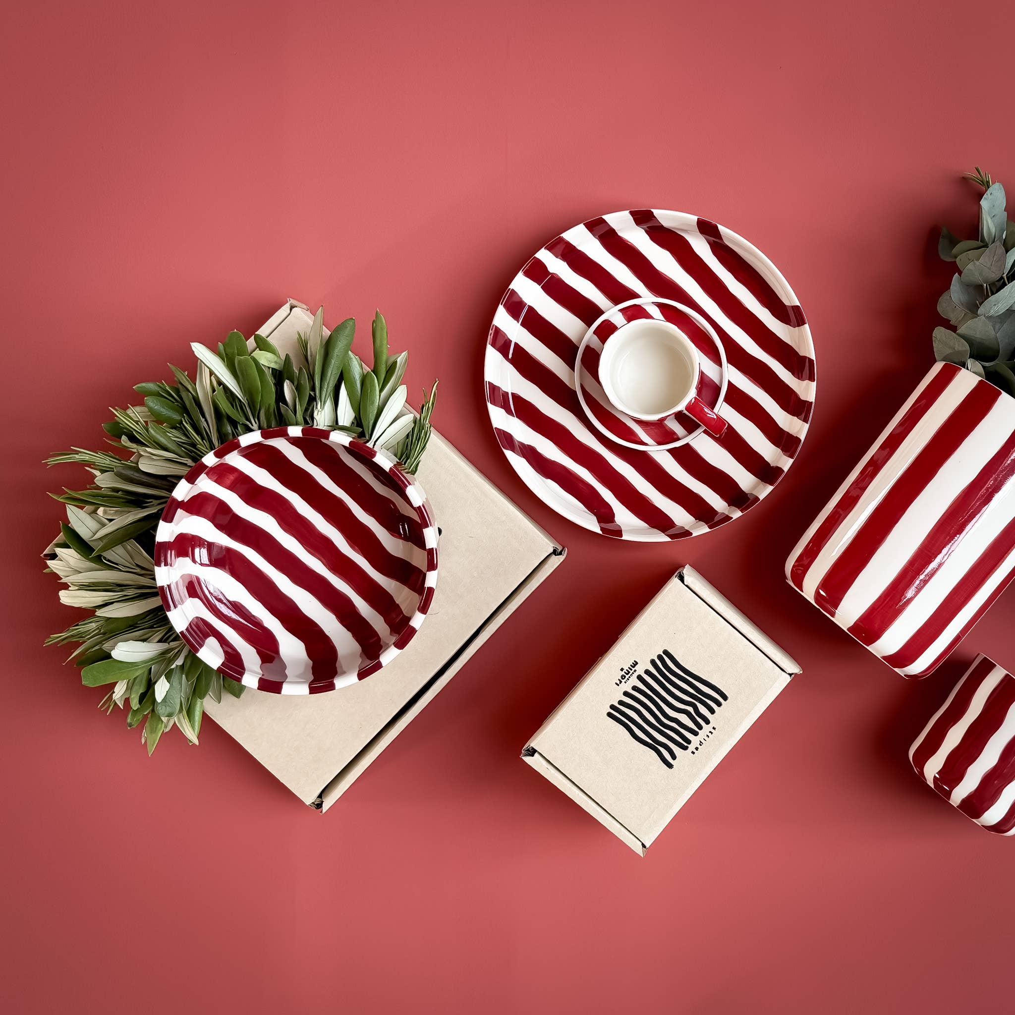 Espresso Stripes Cups - tramonto red (set of 2 - 4 pieces)