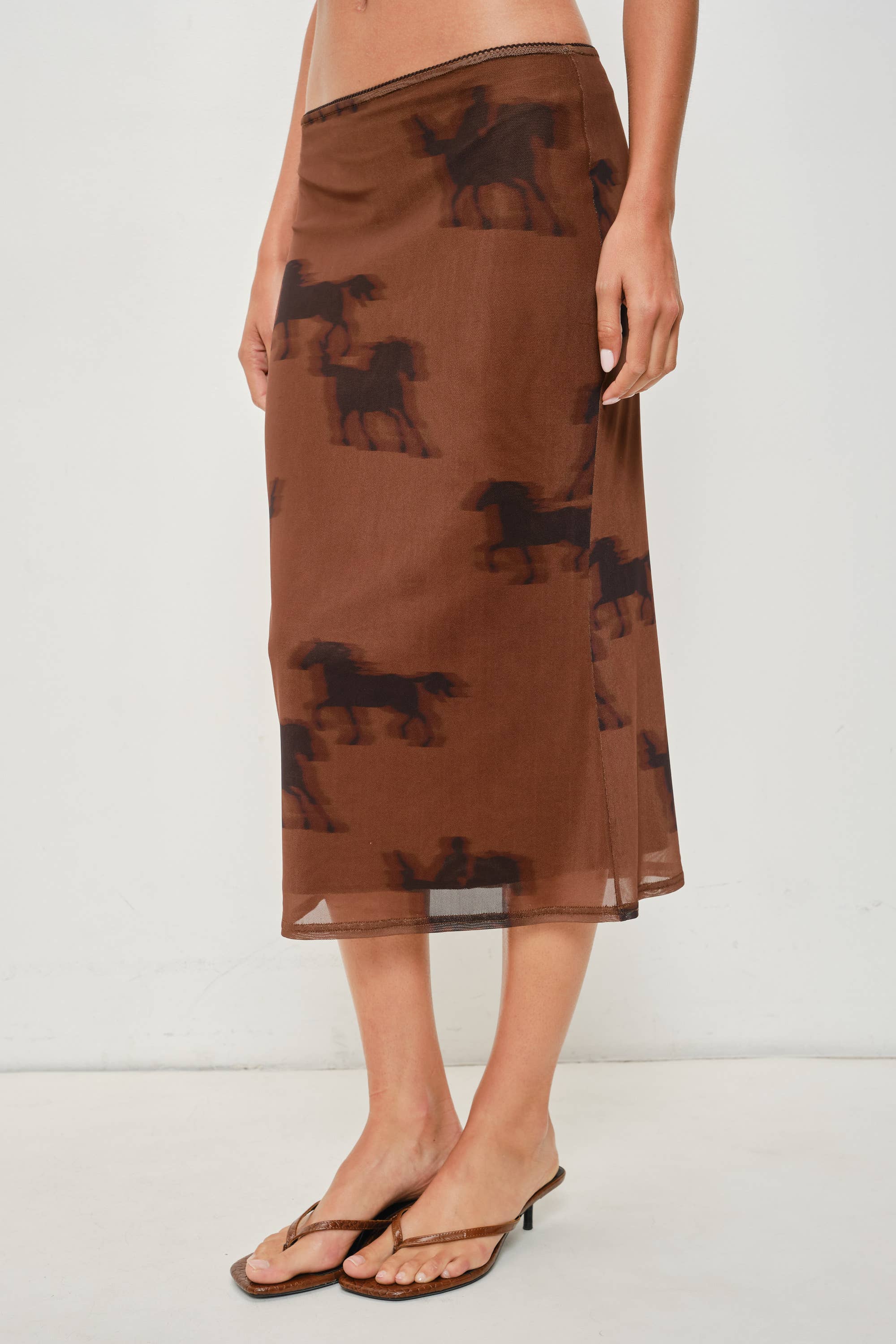 Oana Horse Print Midi Skirt