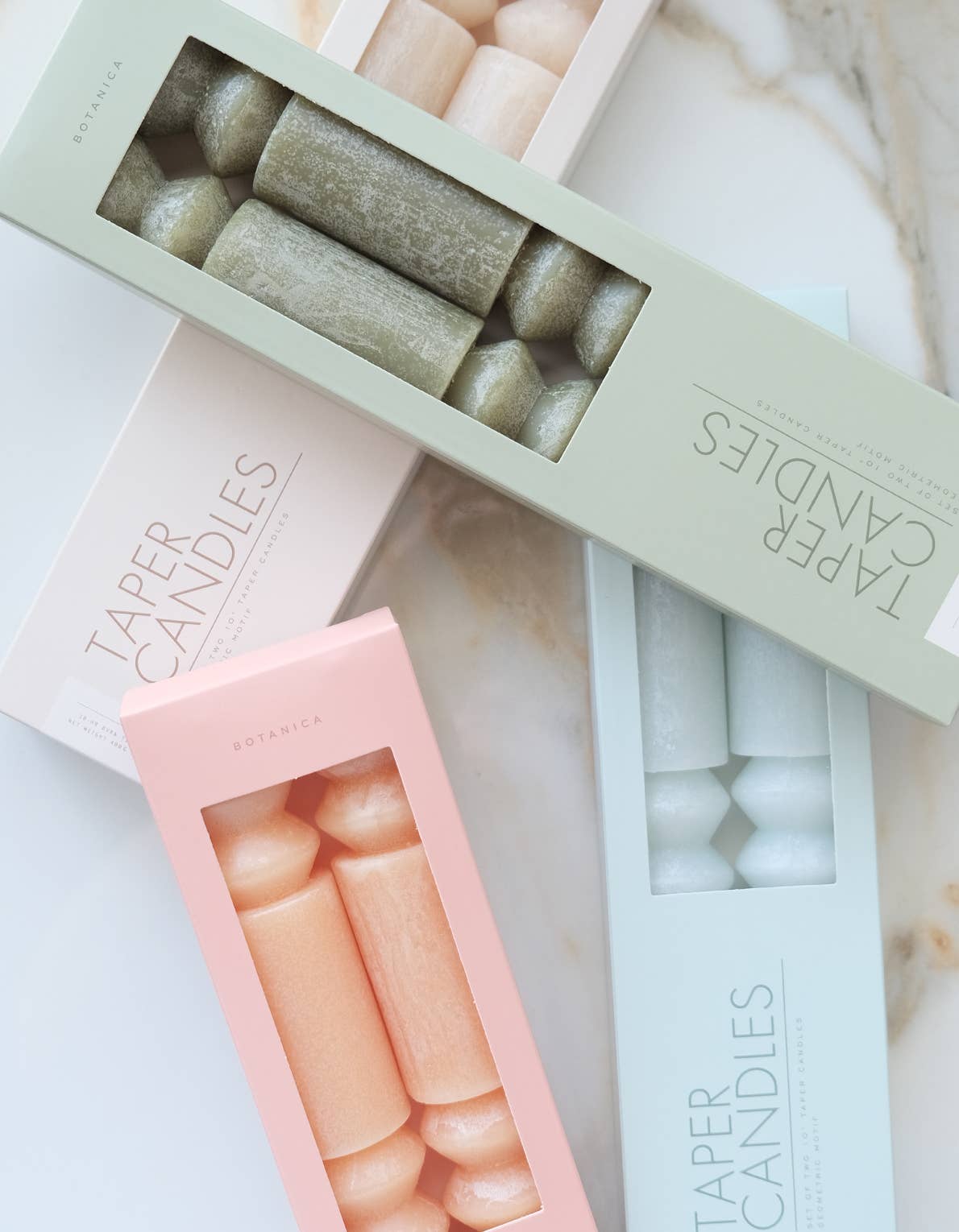 Geometric Taper Candles | Ice Blue