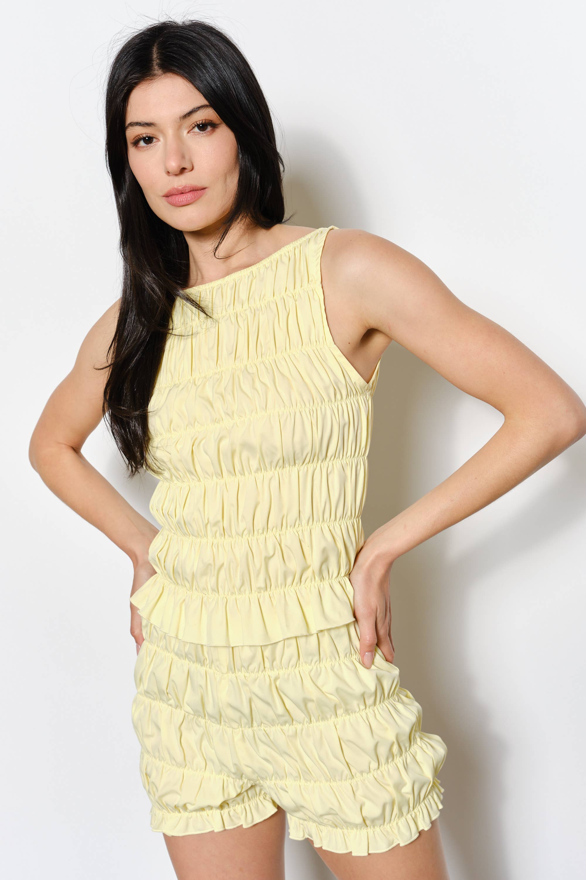 Naomi Smocked Tank Top - Yellow