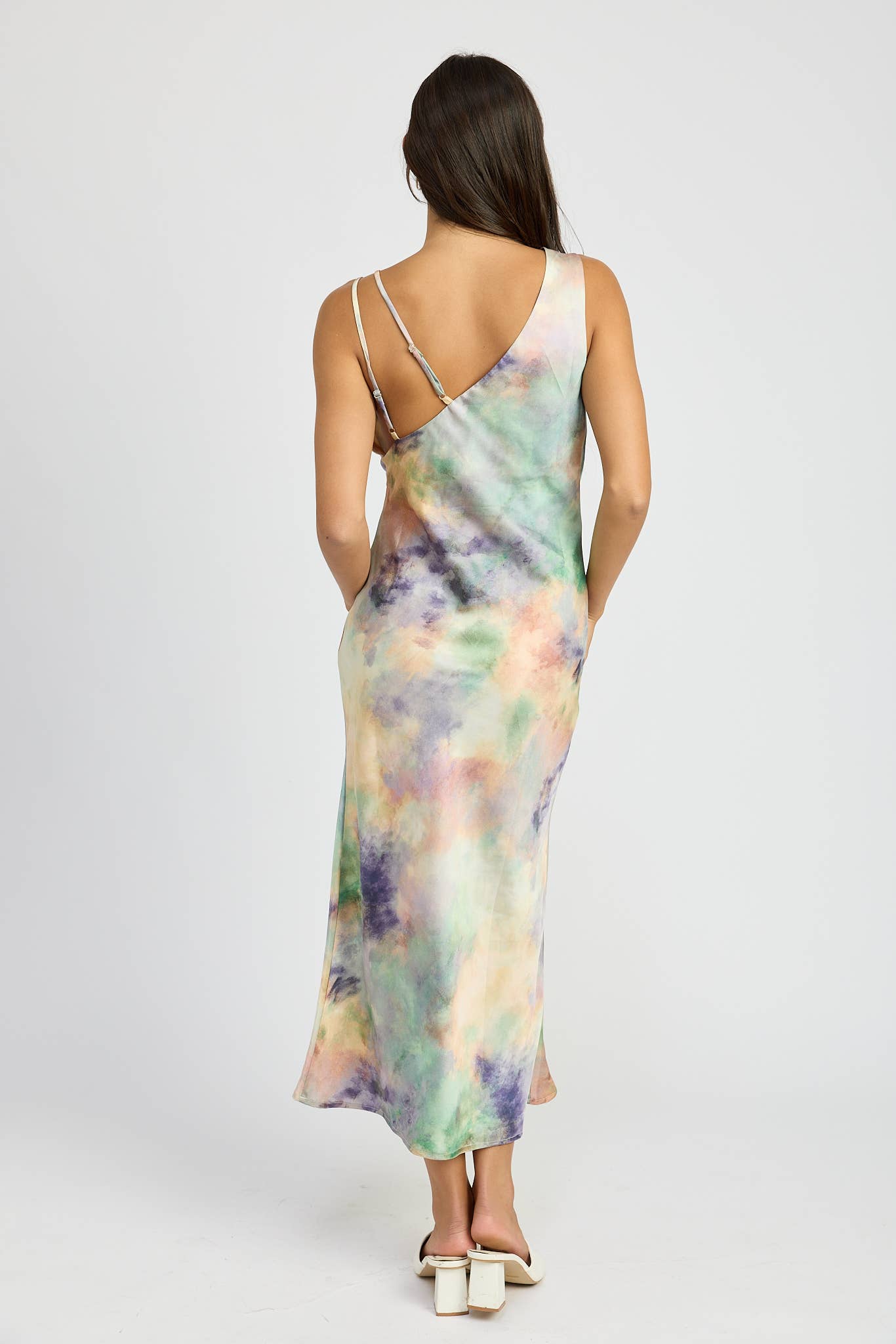 Cowl Neck Watercolor Dress