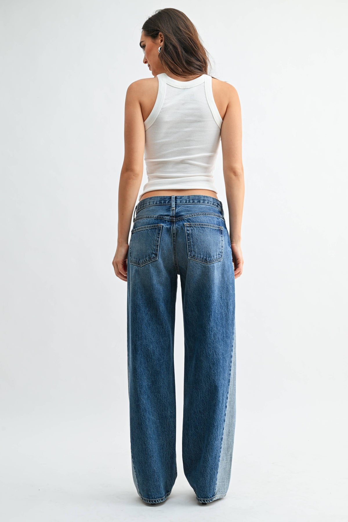 Contrast Angle Seam Wide Leg