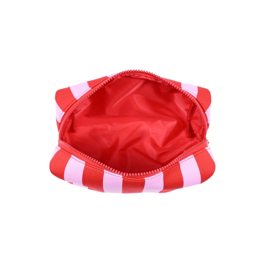 Essential Stripe Cosmetic & Travel Organizer Pouch - Red Pink