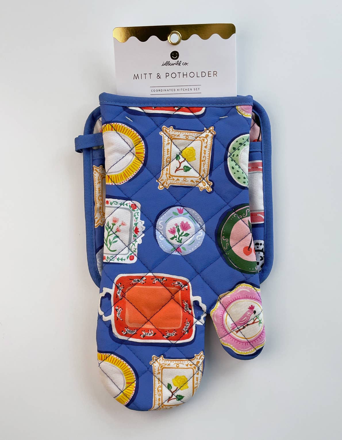 Dinner Plates Oven Mitt + Pot Holder Set - Downerss