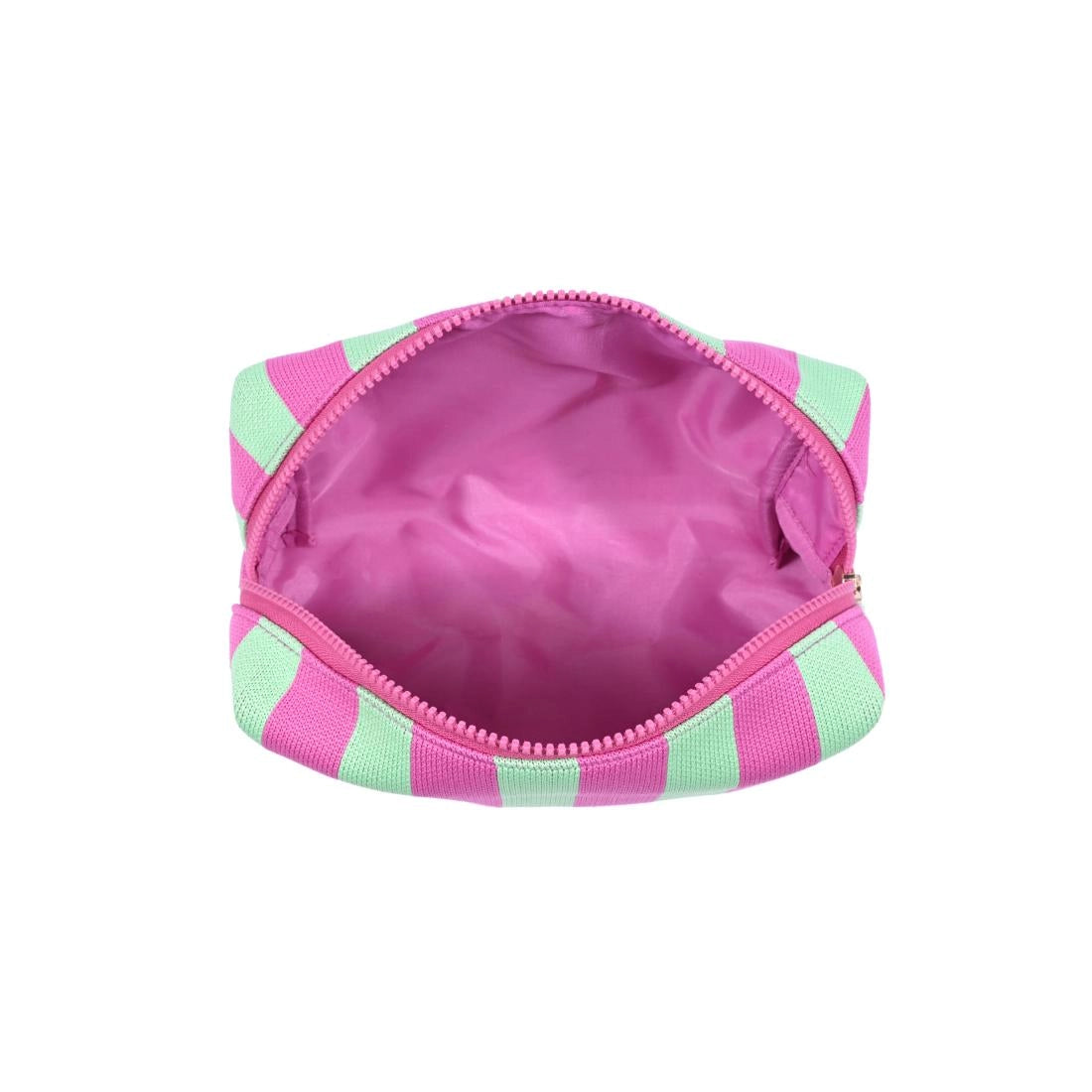 Essential Stripe Cosmetic & Travel Organizer Pouch - Mint Pink