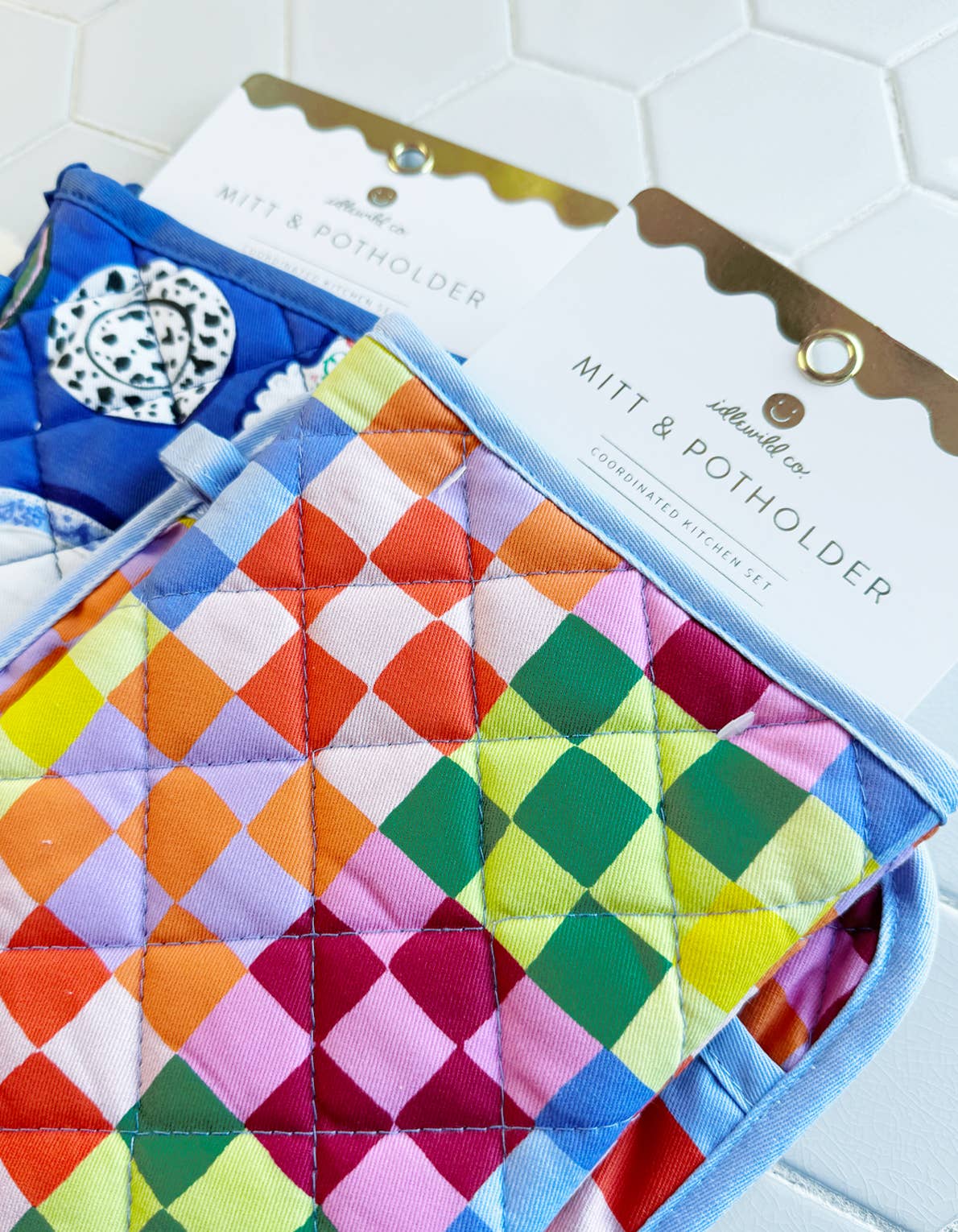 Kitchen Shelf Cotton Oven Mitt + Pot Holder Set